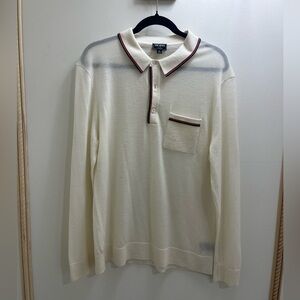 Todd Snyder Cream Polo with Black and Red Trim